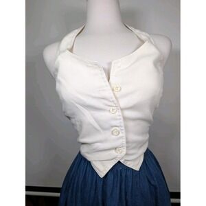 Vintage Cute White Vest Top Size Small